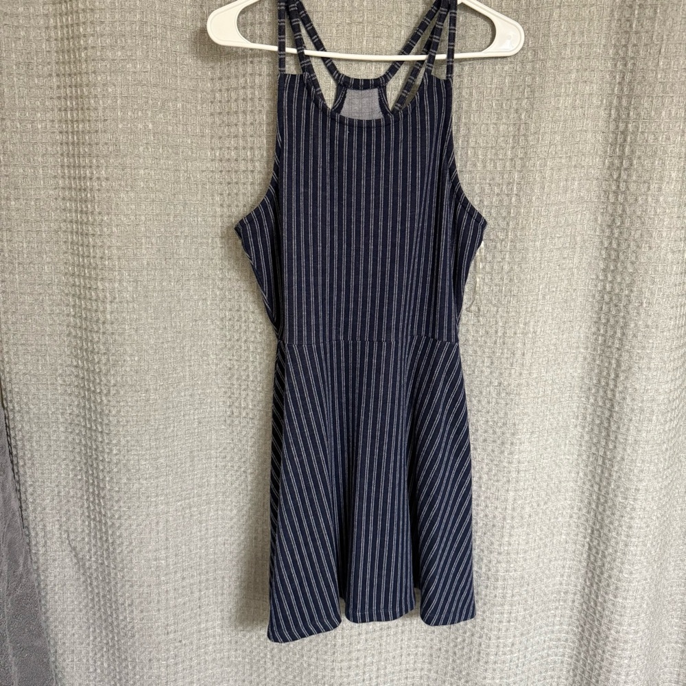 Derek Heart Navy Striped Mini Dress